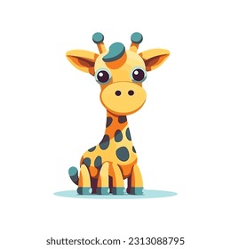 Giraffe shape mascot logo for a children's toy products or baby products company. modern flat color 