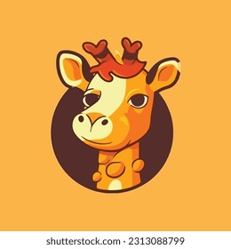 Giraffe shape mascot logo for a children's toy products or baby products company. modern flat color 