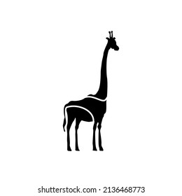 giraffe silhouette with 3 curved lines black and white style that is beautiful and full of meaning