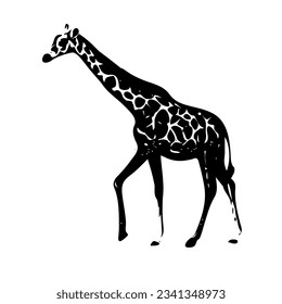 Giraffe silhouette black icon vector 