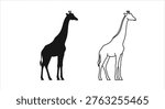 Giraffe Silhouette Comparison Art Design Vector