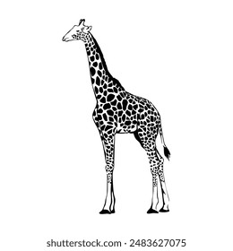 giraffe silhouette design. long neck animal sign and symbol.