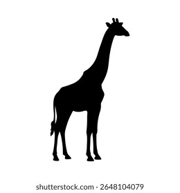 Giraffe silhouette icon vector flat design on white background
