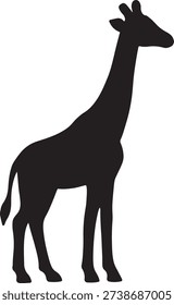 Giraffe Silhouette Icon Vector and Nature Themed African Safari Wildlife Conservation Graphic Design