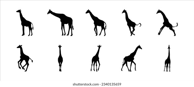 Giraffe Silhouette Illustration Vector Set