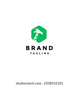 Silhouette Giraffe Dentro del Diseño Logotipo Hexagon. Símbolo hexagonal con diseño de logotipo de silueta de jirafa.