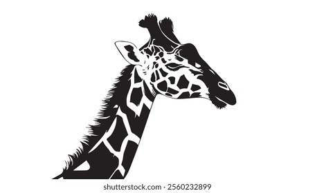 Giraffe silhouette isolated on white. Vector illustration. Giraffe Silhouette. Animal silhouette. 