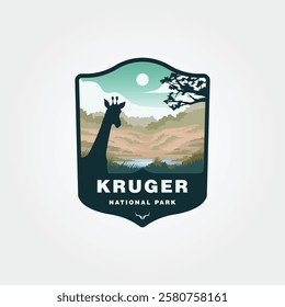 Giraffe silhouette in Kruger National Park, suitable for travel posters and travel logo design