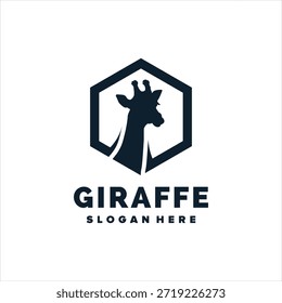 Modelo de vetor de elemento de design de logotipo de silhueta Girafa