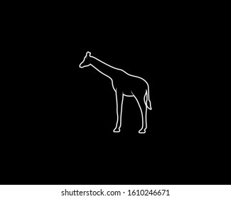 Giraffe Silhouette on Black Background. Isolated Vector Animal Template for Logo Company, Icon, Symbol etc
