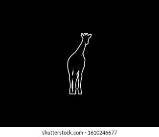 Giraffe Silhouette on Black Background. Isolated Vector Animal Template for Logo Company, Icon, Symbol etc