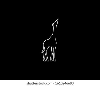 Giraffe Silhouette on Black Background. Isolated Vector Animal Template for Logo Company, Icon, Symbol etc