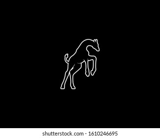 Giraffe Silhouette on Black Background. Isolated Vector Animal Template for Logo Company, Icon, Symbol etc