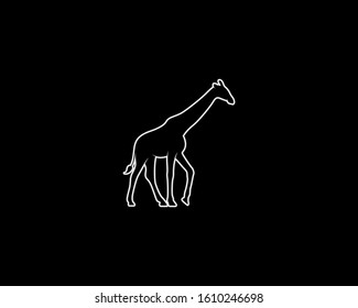 Giraffe Silhouette on Black Background. Isolated Vector Animal Template for Logo Company, Icon, Symbol etc