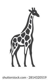Giraffe silhouette on a white background simple african wildlife illustration for design projects