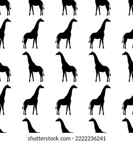 giraffe silhouette seamless pattern, vector illustration