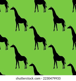 giraffe silhouette seamless pattern, vector illustration