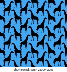 giraffe silhouette seamless pattern, vector illustration