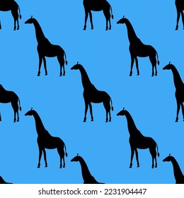 giraffe silhouette seamless pattern, vector illustration