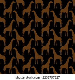 giraffe silhouette seamless pattern, vector illustration