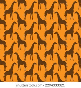 giraffe silhouette seamless pattern, vector illustration