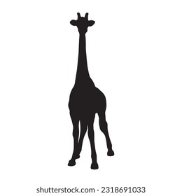 giraffe silhouette set collection isolated black on white background vector illustration