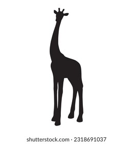 giraffe silhouette set collection isolated black on white background vector illustration