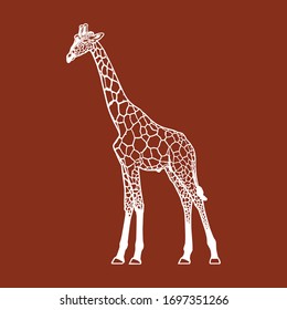 giraffe silhouette, sign, logo, emblem, pictogram vector illustration on brown background