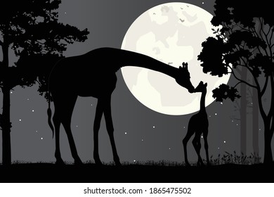 Giraffe silhouette, simple vector illustration