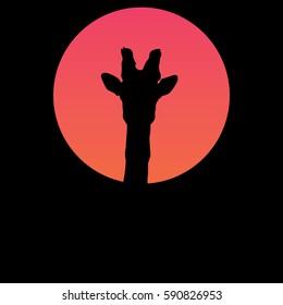 Giraffe silhouette in the sunset/Giraffe vector