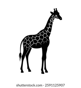 Giraffe Silhouette Vector Art and Minimalist Black Giraffe Illustration Design