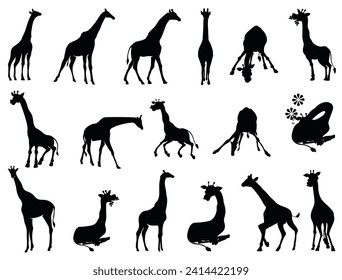 Giraffe silhouette vector art white background