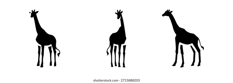 Girafa Silhueta Vetor Coleção Isolado Fundo	