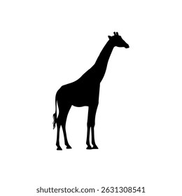 Giraffe silhouette vector flat illustration on white background.
