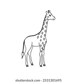 Giraffe silhouette vector illustration art design. Giraffe vector design isolated on white background. Wild animals, wild creatures, wildlife concept. Cartoon animal in flat style.