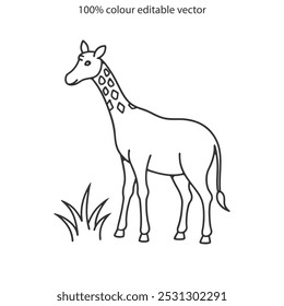 Girafa silhueta vetor ilustração design de arte. Projeto de vetor girafa isolado no fundo branco. Animais selvagens, criaturas selvagens, conceito de vida selvagem. Desenho animado em estilo plano.