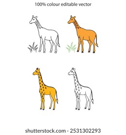 Giraffe silhouette vector illustration art design. Giraffe vector design isolated on white background. Wild animals, wild creatures, wildlife concept. Cartoon animal in flat style.
