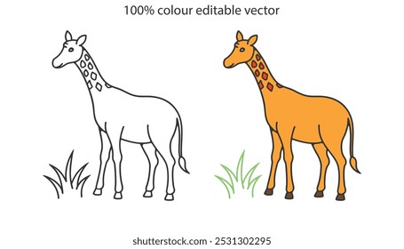 Giraffe silhouette vector illustration art design. Giraffe vector design isolated on white background. Wild animals, wild creatures, wildlife concept. Cartoon animal in flat style.