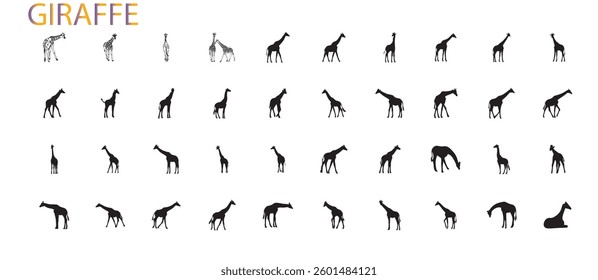 giraffe silhouette vector illustration collection