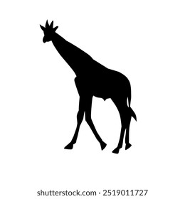 Giraffe Silhouette. Vector Illustration of Giraffe Icons in Flat Black Color Isolated on a White Background. Giraffe Silhouette Isolated on White Background.