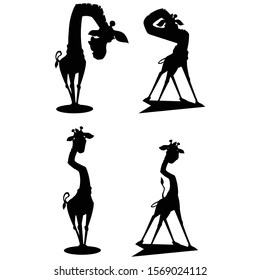 giraffe silhouette Vector Illustration Isolated On White Background