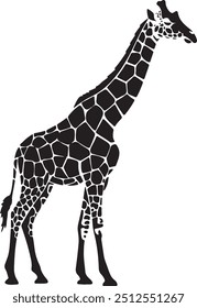 Giraffe Silhouette Vector on White Background, Giraffe Silhouette Vector, Giraffe Isolated on White