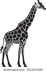 Vector de la silueta de la jirafa sobre fondo blanco, Vector de la silueta de la jirafa, jirafa aislada en blanco