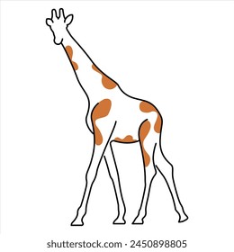 Giraffe Simple White Brown Fun Cartoon Doodle Line Clip Art