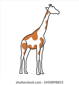 Giraffe Simple White Brown Fun Cartoon Doodle Line Clip Art