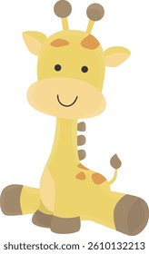 Giraffe Sitting Illustration for Children Theme Decoration