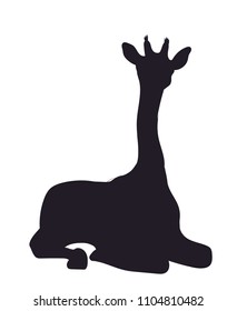 giraffe sitting, silhouette, vector, white background