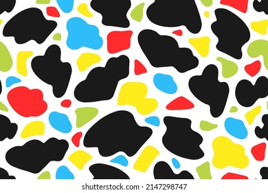 Giraffe skin. Abstract random shapes seamless pattern. Rock camouflage. Cow. Stained glass. Vector.