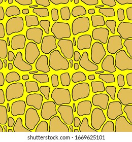 Giraffe skin hand drawn pen texture. Vector seamless pattern sketch skin pattern.