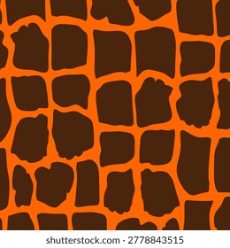Giraffe Skin Pattern Abstract Orange Brown Seamless Background.Wildlife inspired animal print texture suitable for textile, fabric, fashion, wallpaper, wrapping paper, surface design, and modern decor